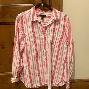 J. Crew red and white striped button-down shirt